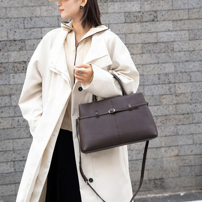 Leder-Top-Handle Tote | Vollnarbenleder Silberbeschläge