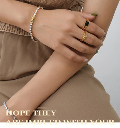Damen-Kettenarmband mit rundem Zirkonia aus Edelstahl