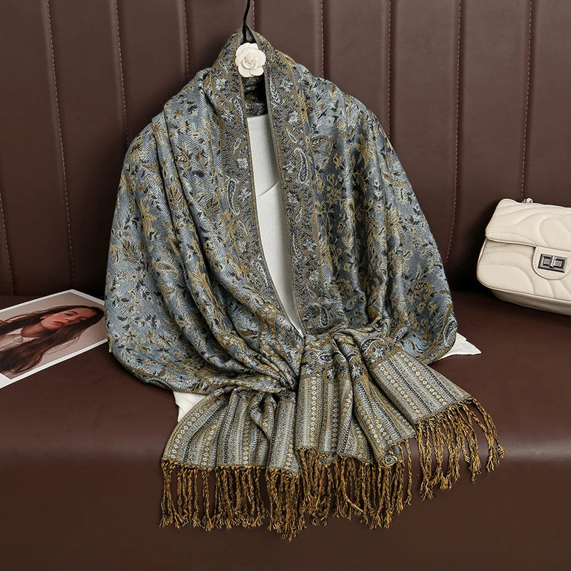 Damen Winterschal Kaschmir Jacquard Paisley lang Pashmina Bandana Foulard Luxus