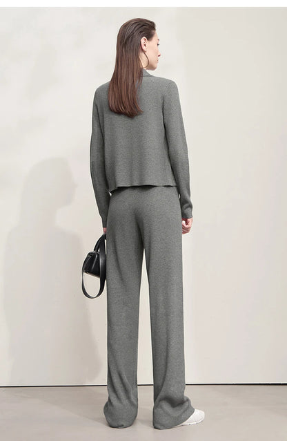 Damen-Strickjacke Buchstaben Slim Reißverschluss Wolle-Mix Herbst-Winter