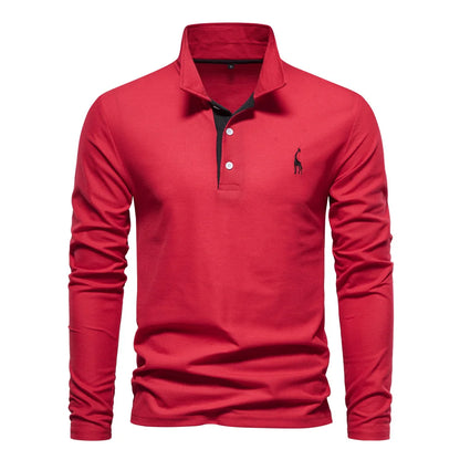 Premium Herren Langarm Polo Shirt Atmungsaktiv Und Elegant Für Business