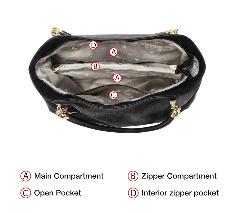 Damen Schultertasche aus Genuine Leather im eleganten Stil