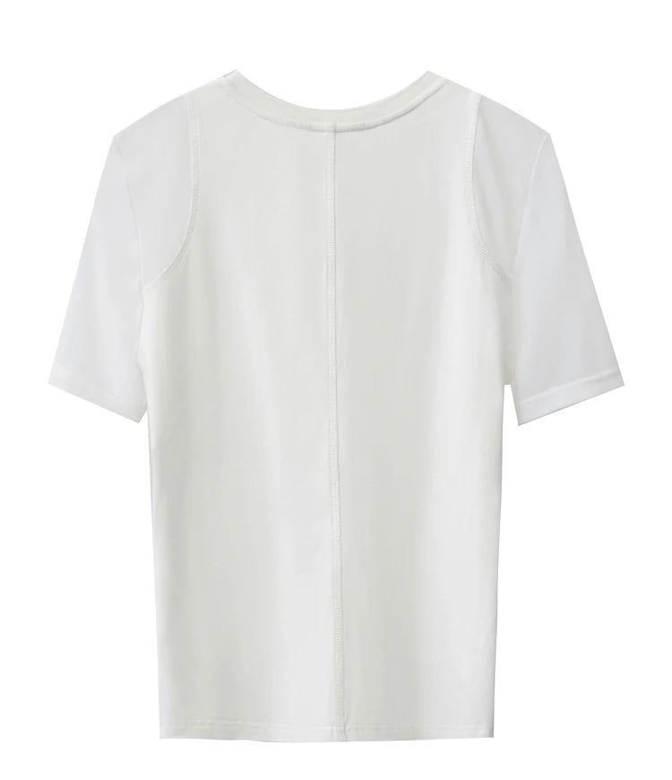 Damen T-Shirt aus mercerisierter Baumwolle mit kurzen Ärmeln im minimalistischen Stil