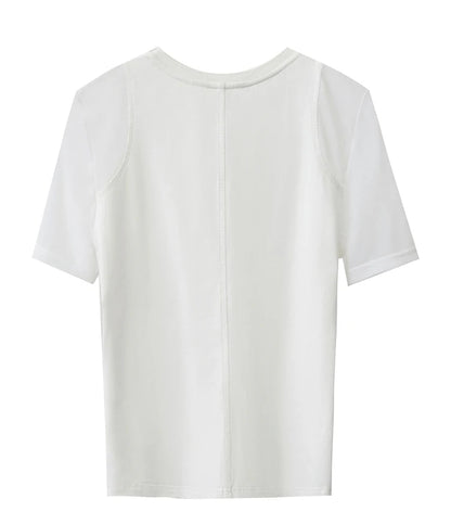 Damen T-Shirt aus mercerisierter Baumwolle mit kurzen Ärmeln im minimalistischen Stil
