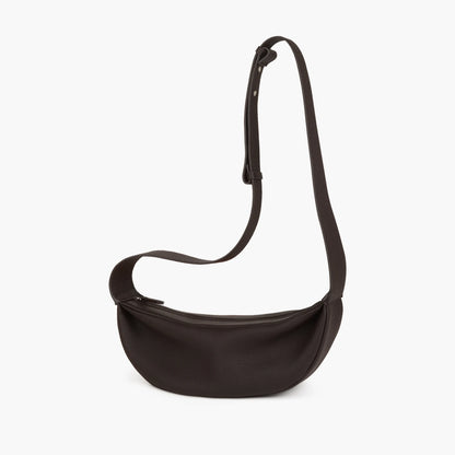 Echtleder Schultertasche Crossbody Schwarz Breiter Tragegurt