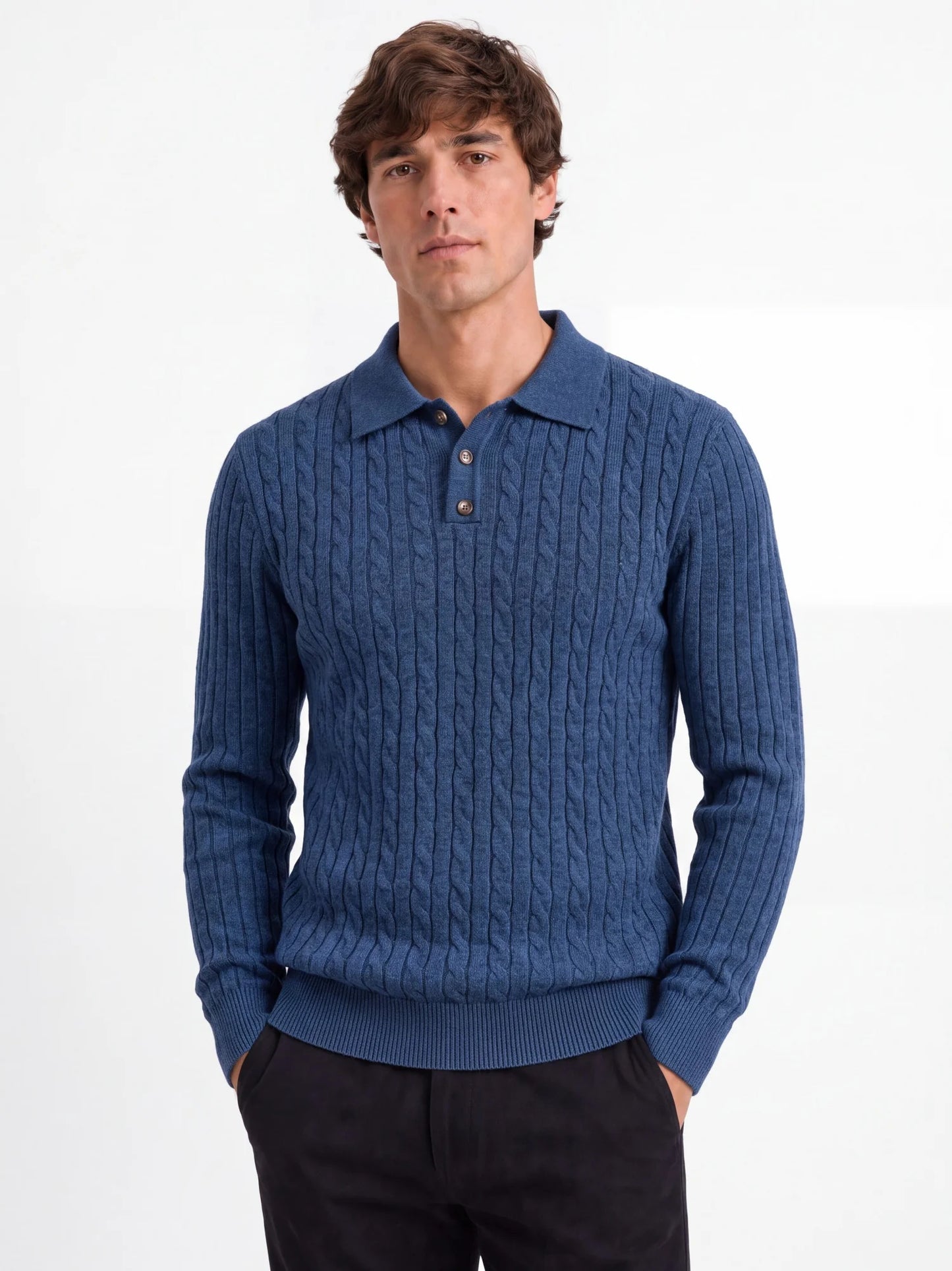 Premium Herren Zopfmuster Pullover Kunstkaschmir Warm