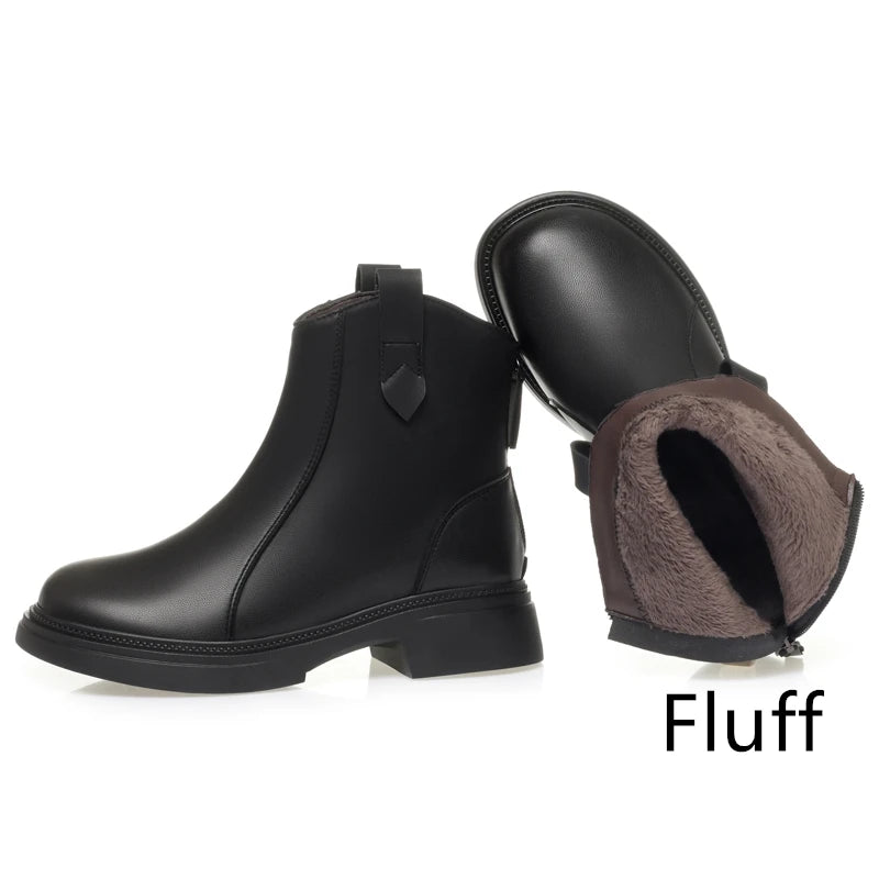 Damen Schnee Stiefel aus Faux Pelz mit rutschfester Sohle und Reißverschluss