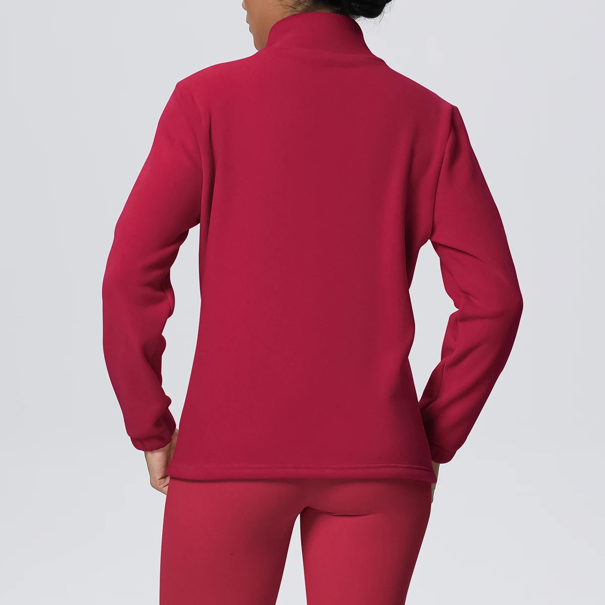 Damen-Outdoorjacke in Rot, Rückansicht, gerader Schnitt, lange Ärmel