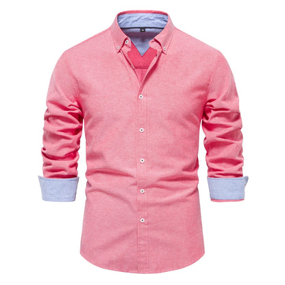 Herren Oxford Hemd aus Baumwolle mit langen Ärmeln für Casual-Look