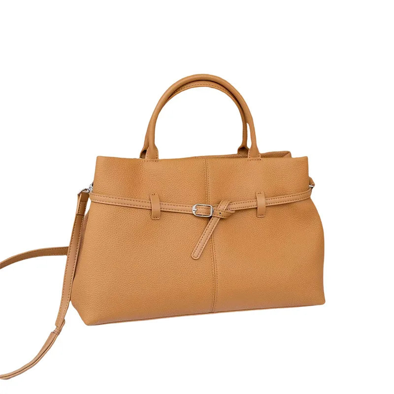 Leder-Top-Handle Tote | Vollnarbenleder Silberbeschläge