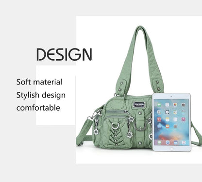 Damen-Satchel-Tasche aus PU mit Reißverschluss und viel Stauraum für Smartphone und Wertsachen