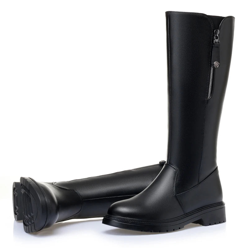 AIYUQI Women Long Boots Genuine Leather 2025 New Fashion Winter Warm Women's High Boots Large Size Non-Slip Women's Snow Boots