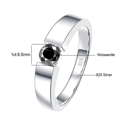 Unisex-Ring aus Silber 925 mit Moissanite 0,5–1 Karat Zertifiziert für Hochzeit und Verlobung