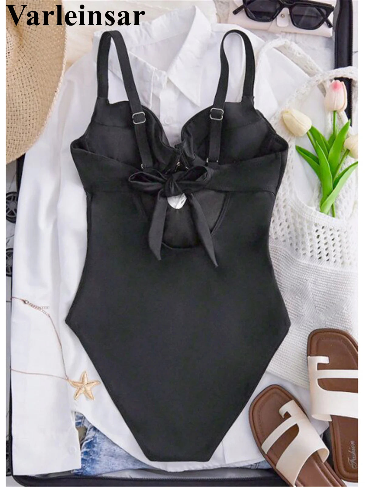 Damen-Badeanzug Cut-Out Bügel High-Leg Monokini Weste gepolstert