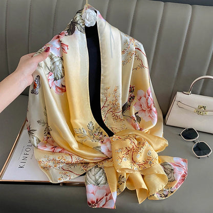 Damen Seidenschal groß 180x90cm Sommer Strand Foulard Bandana weich