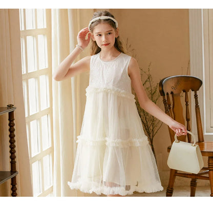 Ärmelloses Sommerkleid für Mädchen in Hellgelb – ideal für Geburtstage, Hochzeiten und festliche Anlässe