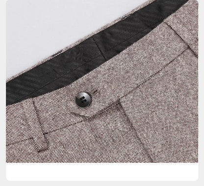 Herren Anzugset aus 55% Wolle: Slim Fit, warm, hellbraun, ideal für Hochzeit & Business.