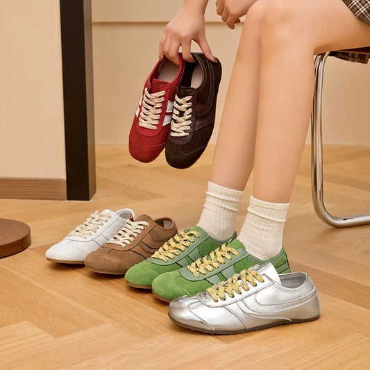 AIYUQI Damen Leder Sneaker Skateboard Style Retro