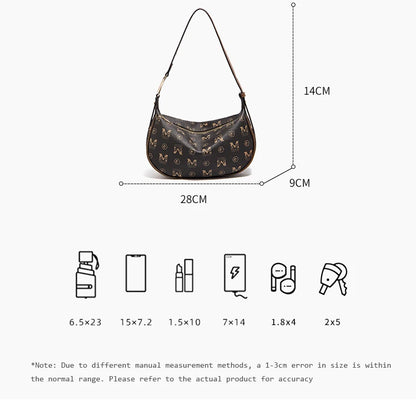 Damen Schultertasche aus PVC-Leder im Retro-Hobo-Stil mit großem Fassungsvermögen