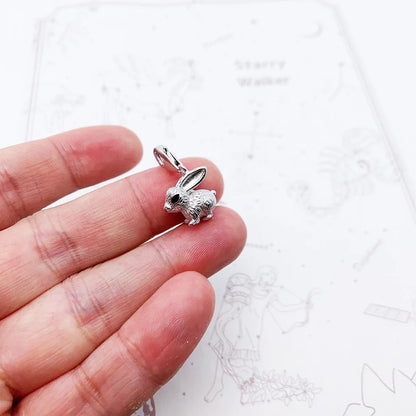 Damen-Charm-Anhänger Kaninchen süß authentisch DIY aus Sterlingsilber