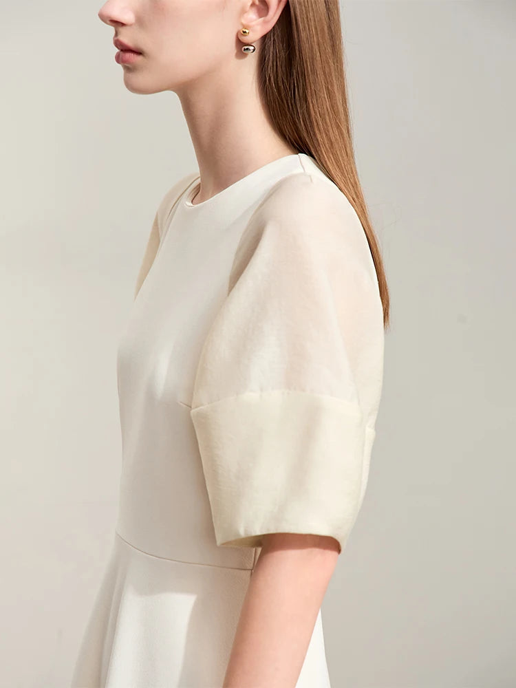 Elegantes Damen Kleid Mit Laternenärmel Und Taillierung