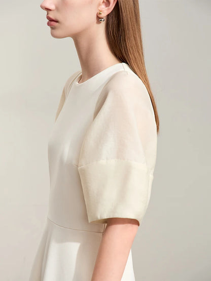 Elegantes Damen Kleid Mit Laternenärmel Und Taillierung