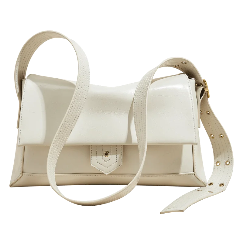 Damen Schultertasche aus Spaltleder und PU im Retro-Stil