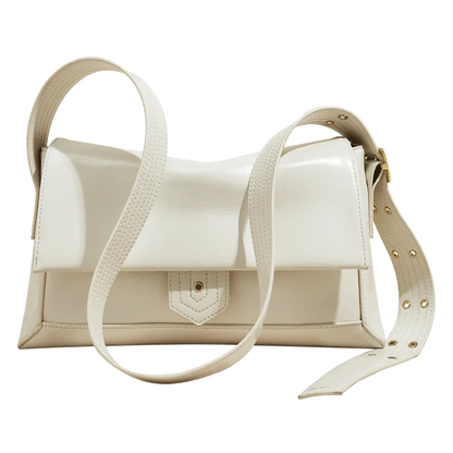Damen Schultertasche aus Spaltleder und PU im Retro-Stil