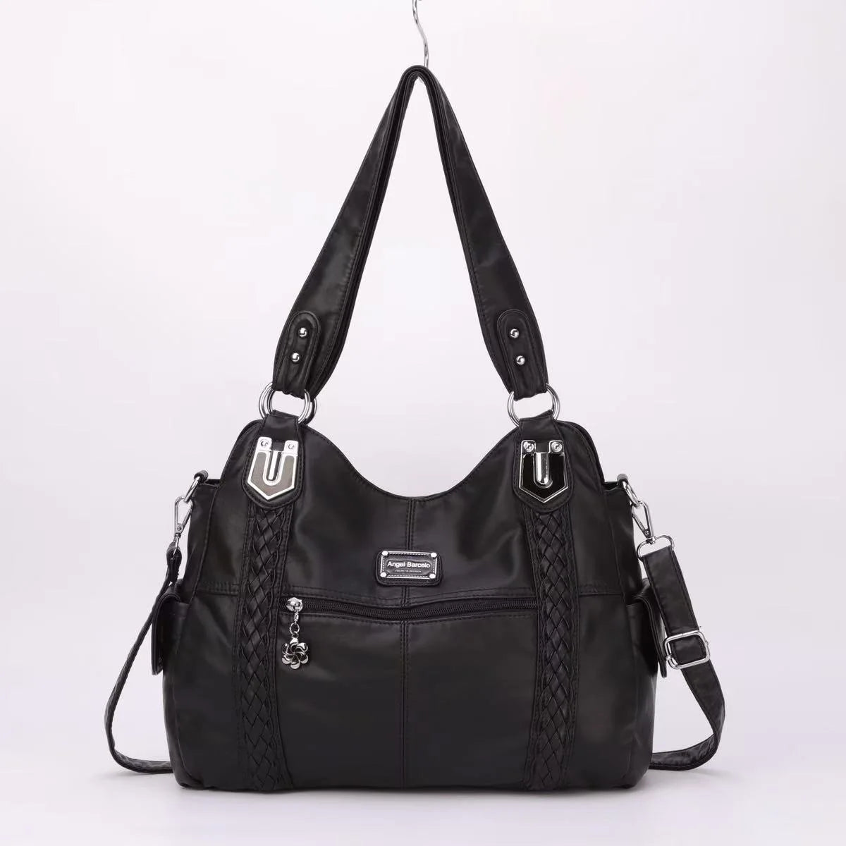 Damen-Handtasche aus PU-Leder mit Mehrfachfächern und Reißverschluss und verstellbarem Schultergurt