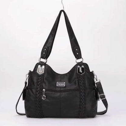Damen-Handtasche aus PU-Leder mit Mehrfachfächern und Reißverschluss und verstellbarem Schultergurt