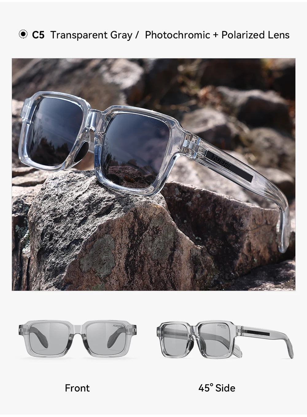 Sonnenbrille quadratisch polarisiert Vintage Bergsteigen Reißverschlussetui Herren