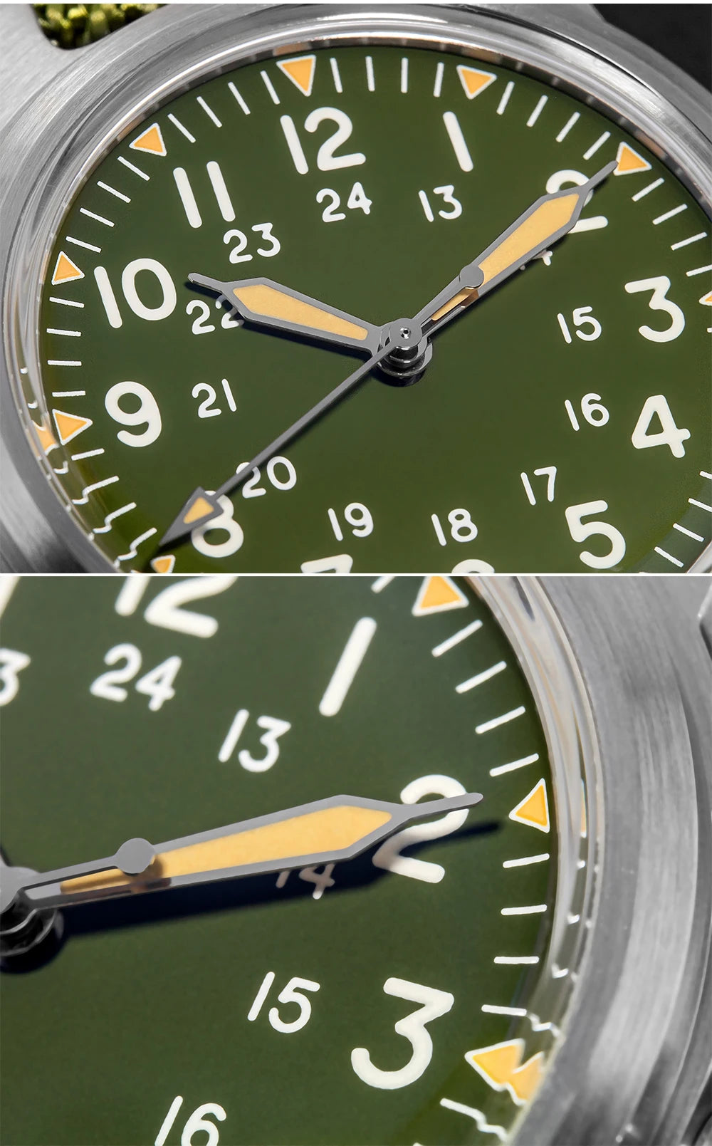 Herren-Vintage-Automatikuhr mit Bubble-Glas und Nylonarmband