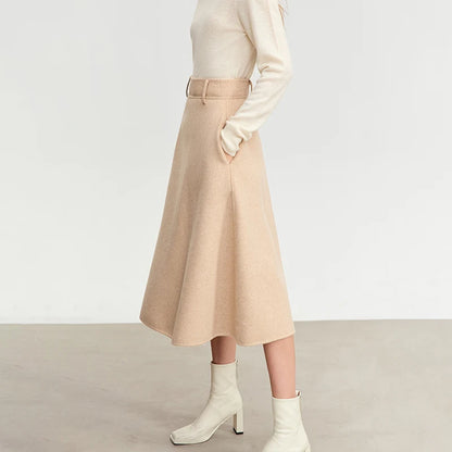 Damen Kleid-Set mit neuem Reverskragen und Gürtel im Winterstil