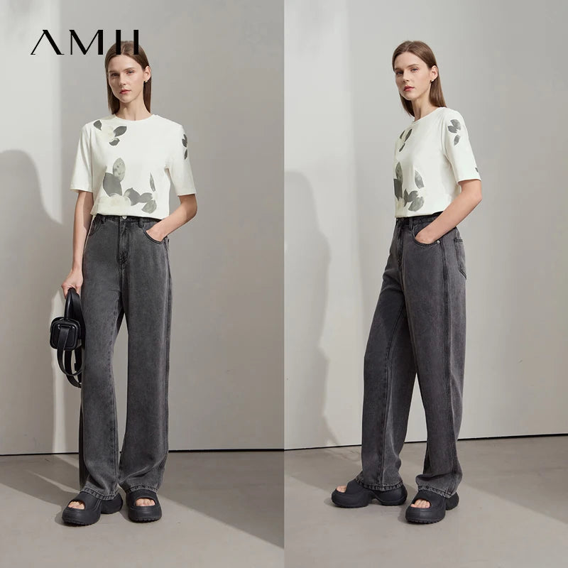 Damen T-Shirt im lässigen Stil mit floralem Print und Rundhalsausschnitt