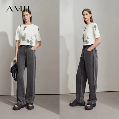 Damen T-Shirt im lässigen Stil mit floralem Print und Rundhalsausschnitt