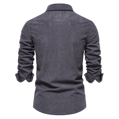 Herren Hemd aus feinem Cord mit Brusttasche für Business und Casual