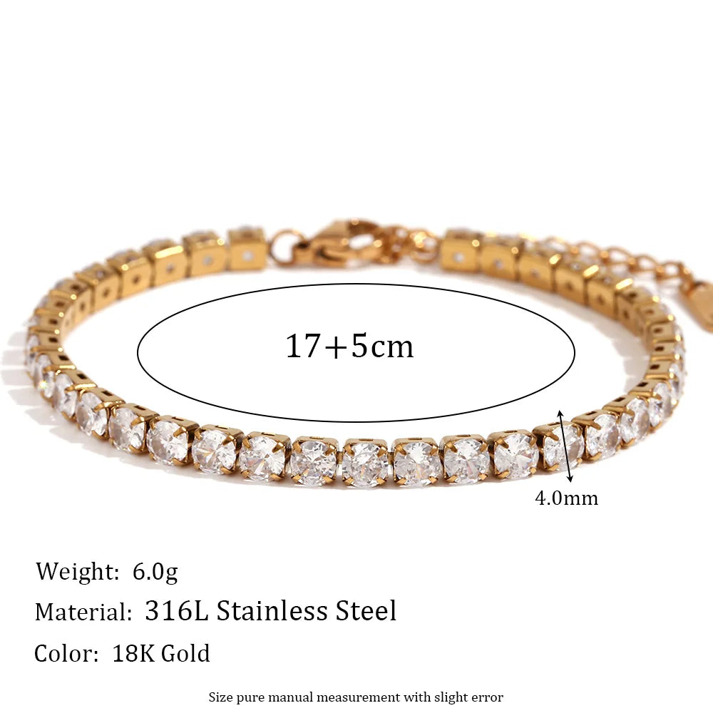 Damen-Tennisarmband mit Kristall-Strass aus Edelstahl