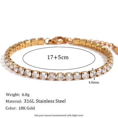 Damen-Tennisarmband mit Kristall-Strass aus Edelstahl