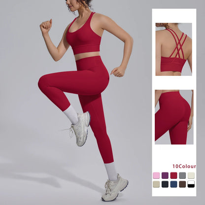 Yoga Set Für Frauen Mit Crossback Top Und Hochtaillierter Hose