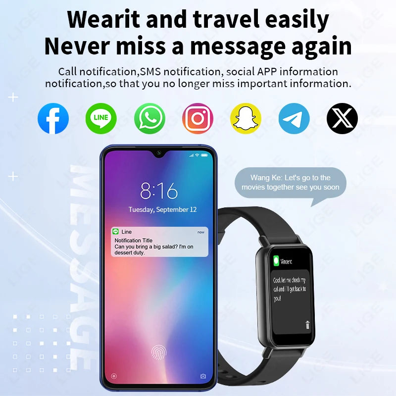 LIGE 2025 Neue Smartwatch, 1,45 Zoll, Herzfrequenz, Blutsauerstoff, Schlafüberwachung, Musiksteuerung, Sport, wasserdicht, für Männer und Frauen, Smartwatch