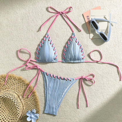 Sommerliches kariertes Bikini-Set mit Push-up-Effekt – verführerische Bademode für den Strand und Pool