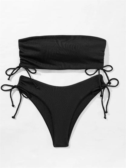 Gestreifter Sexy Bikini für Damen – Zweiteiliges Badeanzug-Set für Strand und Pool