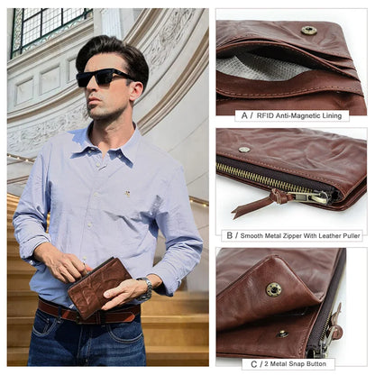 Herren Echtleder Geldbörse Bifold Vintage natürlich gewaschen Kartenhalter Reise