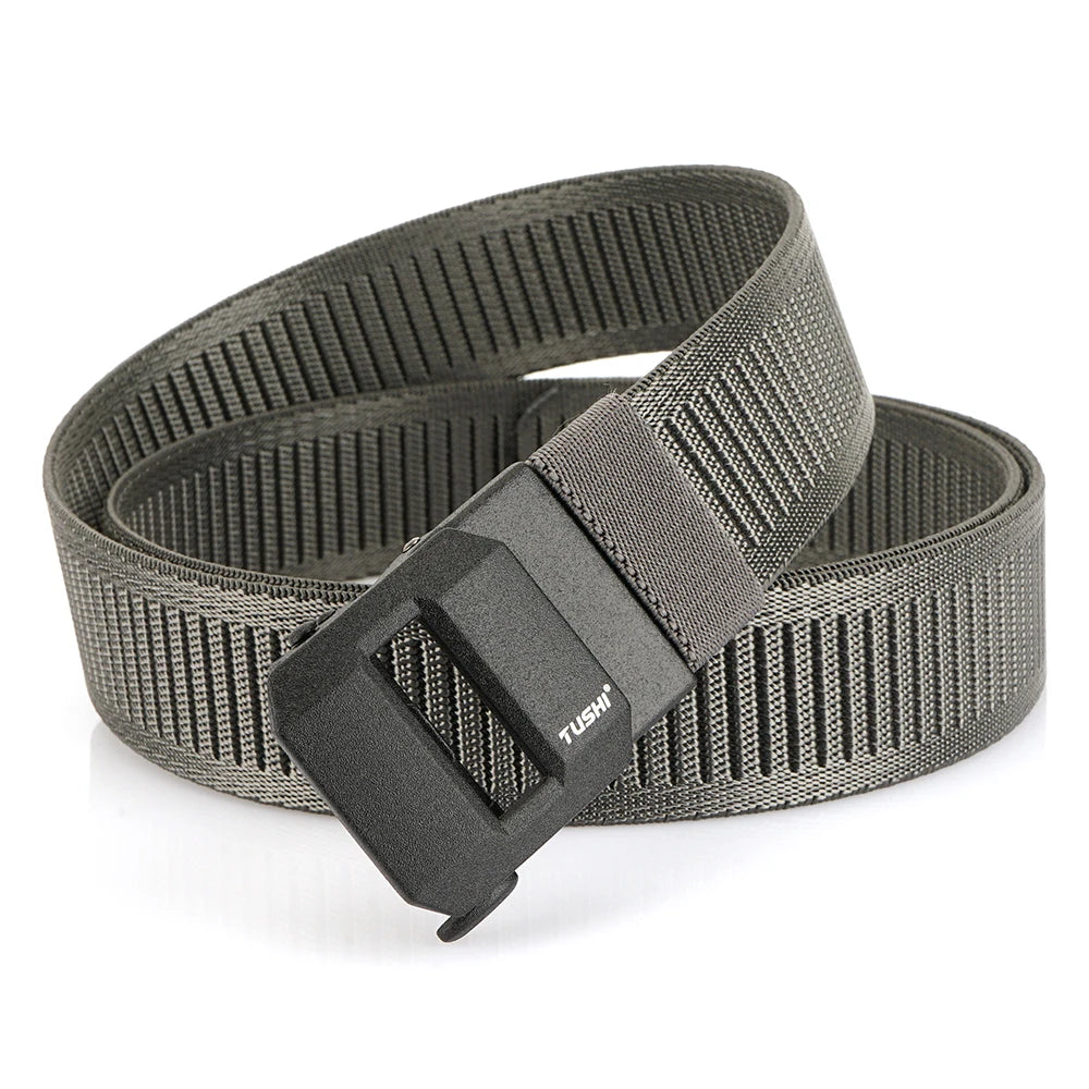 Herren-Gürtel aus elastischem Nylon mit automatischer Metallschnalle, 100–120 cm Länge