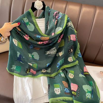 Damen Baumwollschal Tierprint Hijab weich Foulard Pashmina Bandana Kopftuch