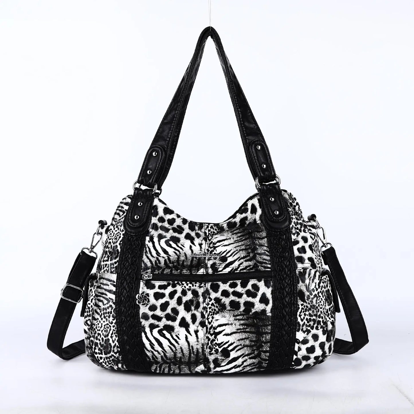 Damen-Handtasche aus PU-Leder mit Mehrfachfächern und Reißverschluss und verstellbarem Schultergurt