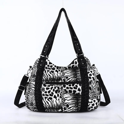 Damen-Handtasche aus PU-Leder mit Mehrfachfächern und Reißverschluss und verstellbarem Schultergurt