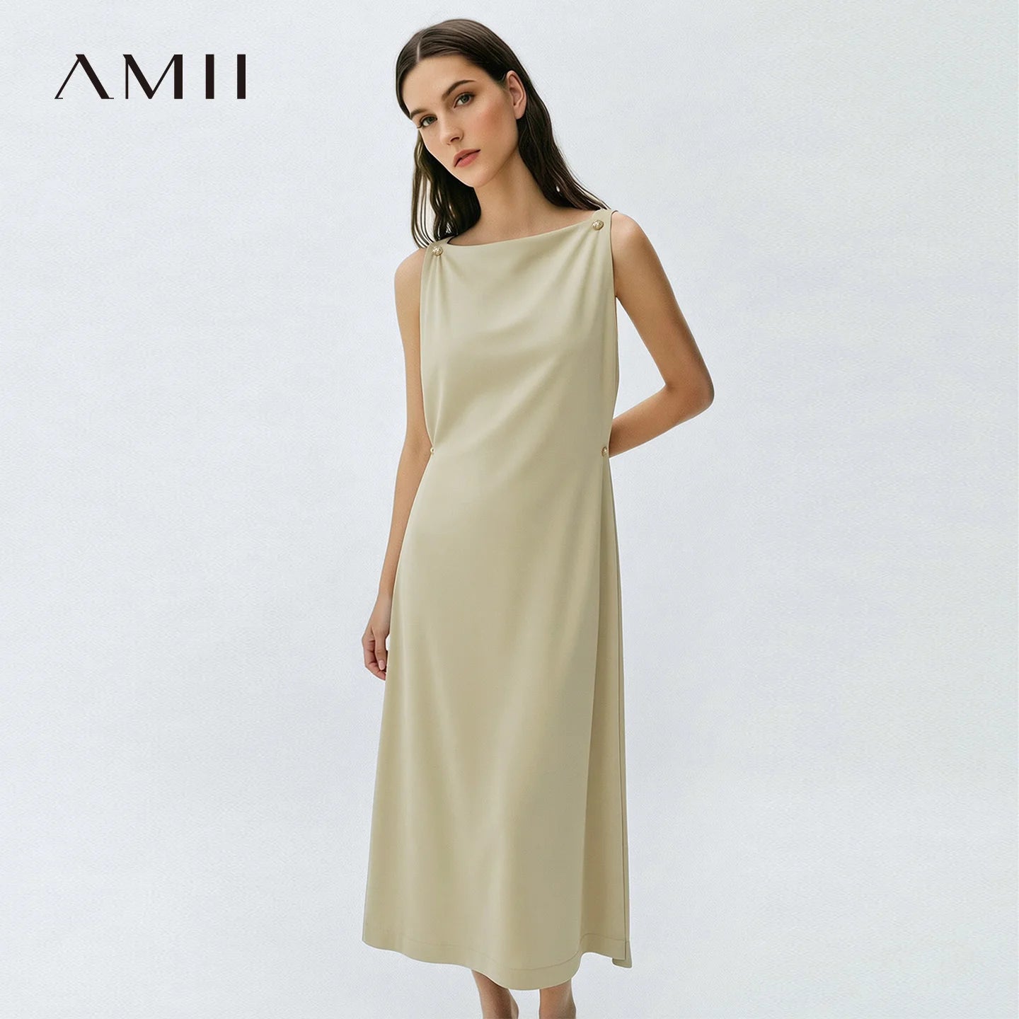 Elegantes Schulterfreies Midi Sommerkleid Mit Lockerer Passform Für Damen