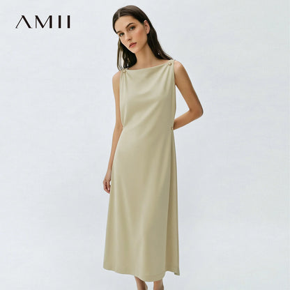 Elegantes Schulterfreies Midi Sommerkleid Mit Lockerer Passform Für Damen