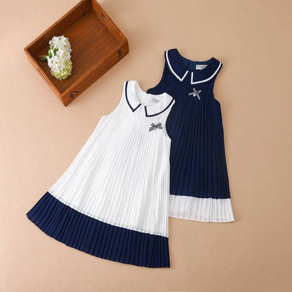 Mädchen Kleider Ärmellose Sommer Chiffon Plissee Kleidung Kinder Kleider Baby Mädchen Einteiliges Kleid